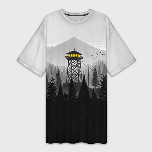 Женская длинная футболка Firewatch дождь / 3D-принт – фото 1