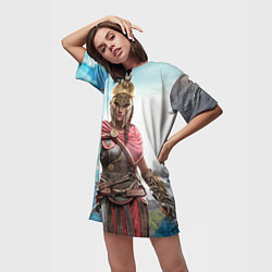 Футболка женская длинная Кассандра, цвет: 3D-принт — фото 2
