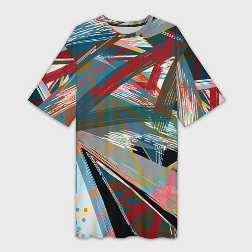 Женская длинная футболка Абстрактный многоцветный узор / 3D-принт – фото 1