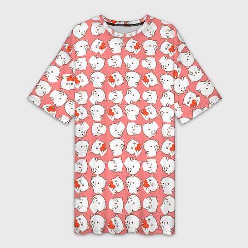 Женская длинная футболка Паттерн с котами / 3D-принт – фото 1