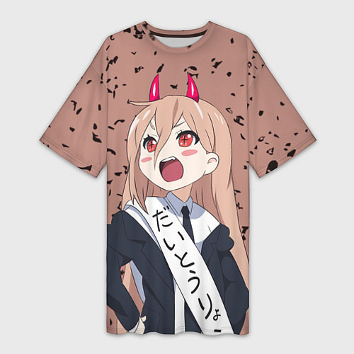 Женская длинная футболка Милашка Пауэр / 3D-принт – фото 1