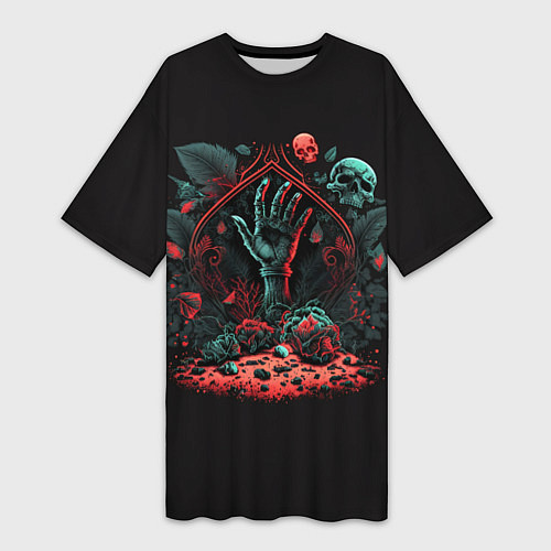 Женская длинная футболка Рука зомби из могилы / 3D-принт – фото 1