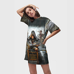 Футболка женская длинная Бар ассасинов, цвет: 3D-принт — фото 2