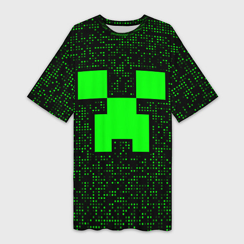 Женская длинная футболка Minecraft green squares / 3D-принт – фото 1