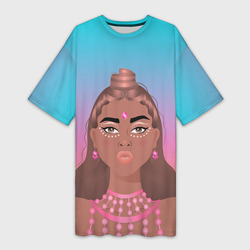 Женская длинная футболка Девушка с фестиваля коачелла / 3D-принт – фото 1