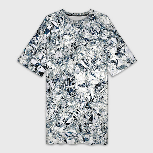 Женская длинная футболка Сверкающие кристаллы серебра / 3D-принт – фото 1