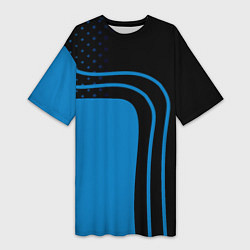 Женская длинная футболка Синие полоски