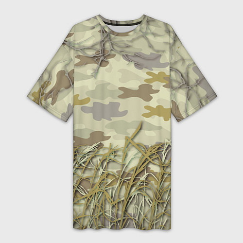 Женская длинная футболка Камуфляж охотника / 3D-принт – фото 1
