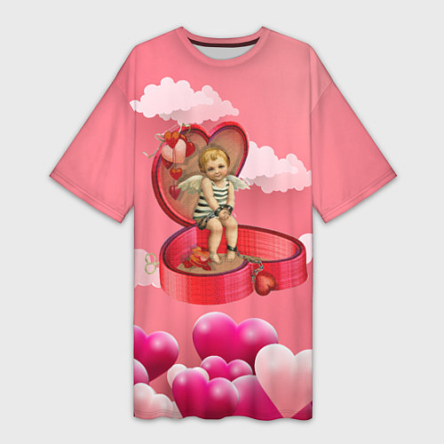 Женская длинная футболка Амур прикованный к сердцу / 3D-принт – фото 1