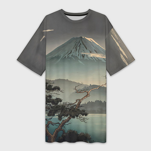 Женская длинная футболка Великий вулкан Фудзияма / 3D-принт – фото 1
