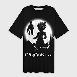 Футболка женская длинная Dragon Ball Гоку при луне, цвет: 3D-принт