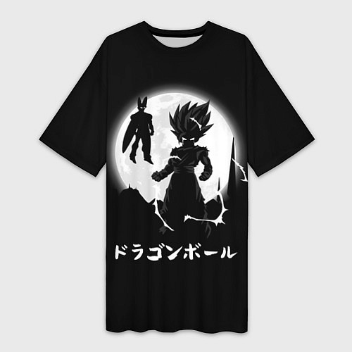 Женская длинная футболка Dragon Ball Гоку при луне / 3D-принт – фото 1