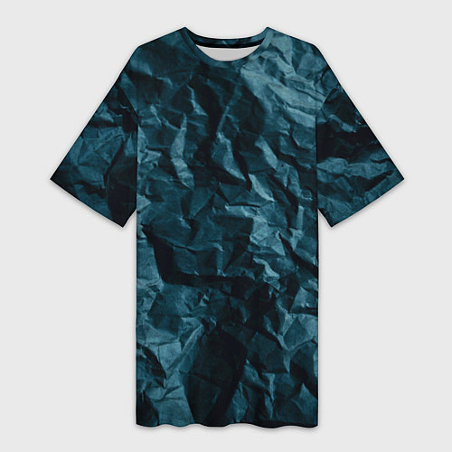 Женская длинная футболка Абстрактные тёмно-синяя каменная текстура / 3D-принт – фото 1