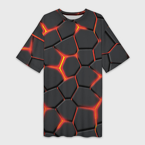 Женская длинная футболка Неоновый разлом - жёлтый / 3D-принт – фото 1