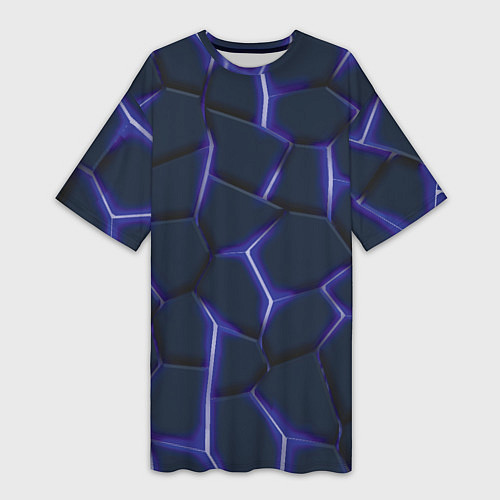 Женская длинная футболка Неон синий / 3D-принт – фото 1