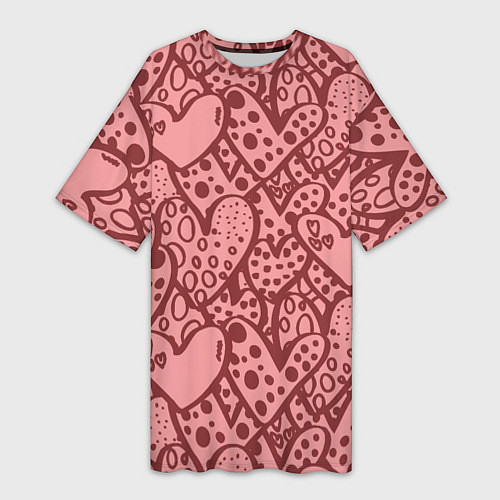 Женская длинная футболка Сердечный принт / 3D-принт – фото 1