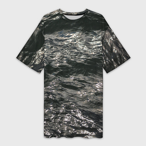 Женская длинная футболка Солнечный свет на текстуре воды / 3D-принт – фото 1