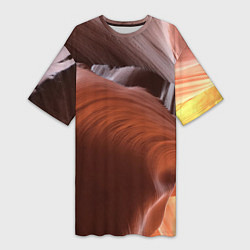 Женская длинная футболка Изогнутые натуральные стены цвета