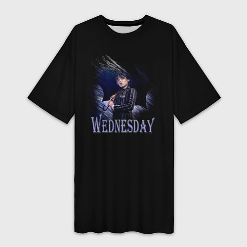 Женская длинная футболка Wednesday с зонтом / 3D-принт – фото 1