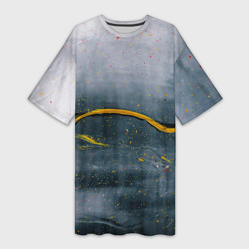 Женская длинная футболка Серо-светлый абстрактный туман и краски / 3D-принт – фото 1
