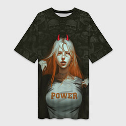 Футболка женская длинная Power - Anime Chainsaw Man, цвет: 3D-принт