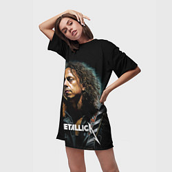 Футболка женская длинная Гитарист Metallica Кирк Хэмметт, цвет: 3D-принт — фото 2