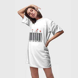 Футболка женская длинная Barcode love you, цвет: 3D-принт — фото 2