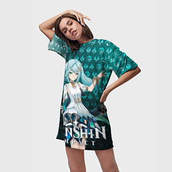 Футболка женская длинная Фарузан элементали, цвет: 3D-принт — фото 2