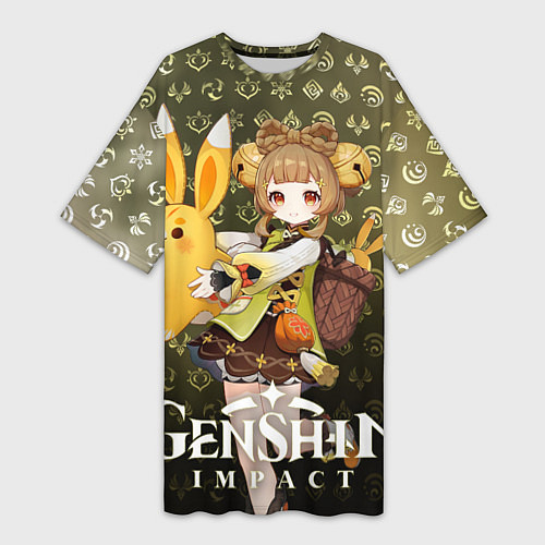 Женская длинная футболка Яо Яо элементали / 3D-принт – фото 1