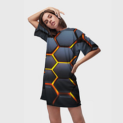 Футболка женская длинная Плиты брони, цвет: 3D-принт — фото 2