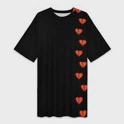Женская длинная футболка Дорожка разбитых сердец - темный