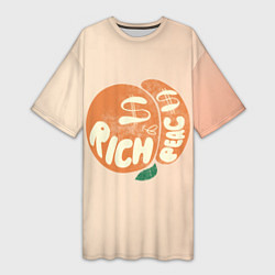 Женская длинная футболка Рич пич - богатый персик