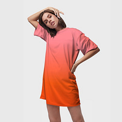 Футболка женская длинная Оранжево-розовый градиент, цвет: 3D-принт — фото 2