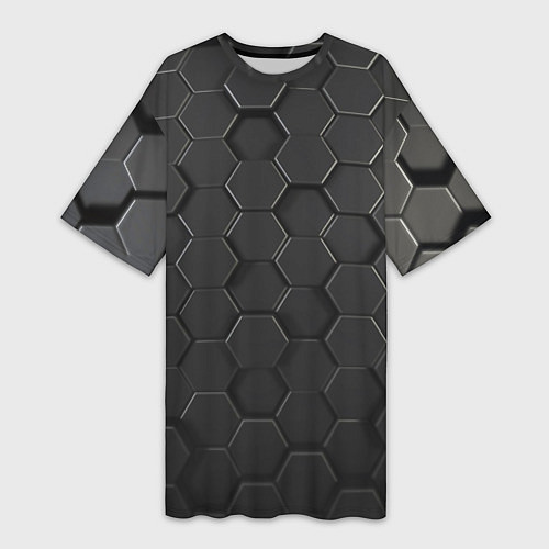 Женская длинная футболка Abstraction hexagon grey / 3D-принт – фото 1