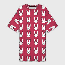 Женская длинная футболка Bunny Pattern red