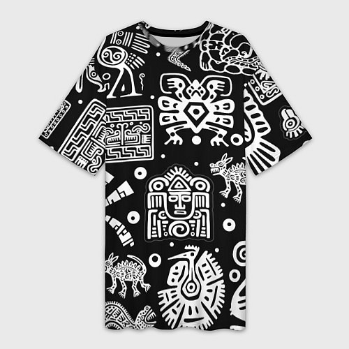 Женская длинная футболка Знаки племени Майя / 3D-принт – фото 1
