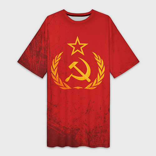 Женская длинная футболка СССР серп и молот / 3D-принт – фото 1