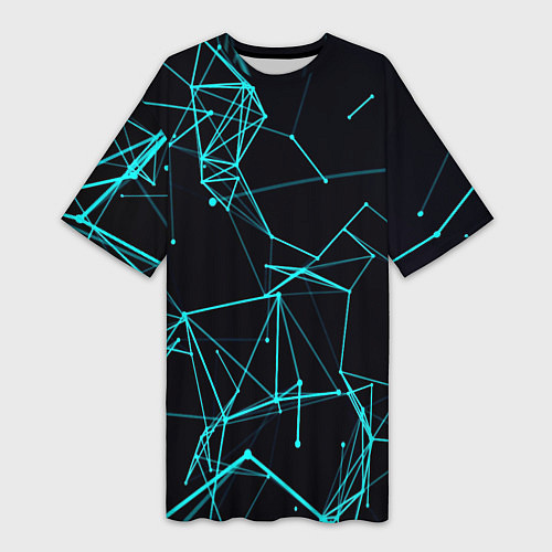 Женская длинная футболка Лучи абстракции неоновые / 3D-принт – фото 1