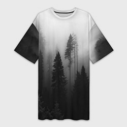 Женская длинная футболка Красивый лес и туман