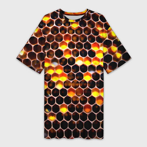 Женская длинная футболка Медовые пчелиные соты / 3D-принт – фото 1