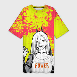 Футболка женская длинная Пауэр - без пальцев, цвет: 3D-принт