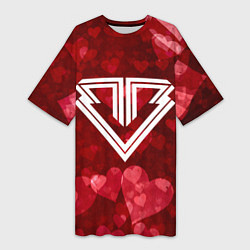 Женская длинная футболка Big bang red hearts
