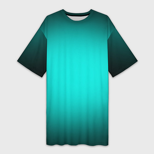 Женская длинная футболка Бирюзовый градиент / 3D-принт – фото 1