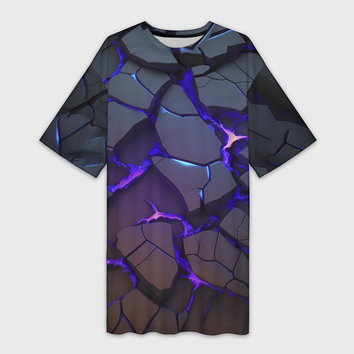 Женская длинная футболка Светящаяся неоновая лава / 3D-принт – фото 1