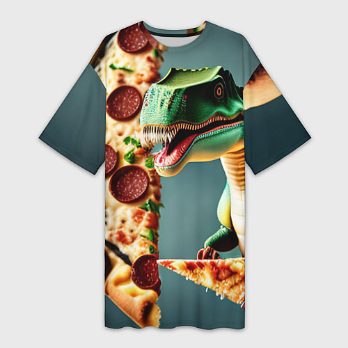 Женская длинная футболка Пиццазавр / 3D-принт – фото 1