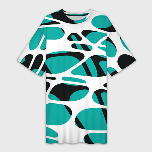 Женская длинная футболка Абстрактный узор из сетчатых прожилок / 3D-принт – фото 1