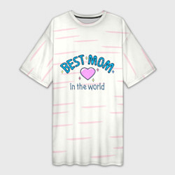 Женская длинная футболка Best mom in the world с сердечком