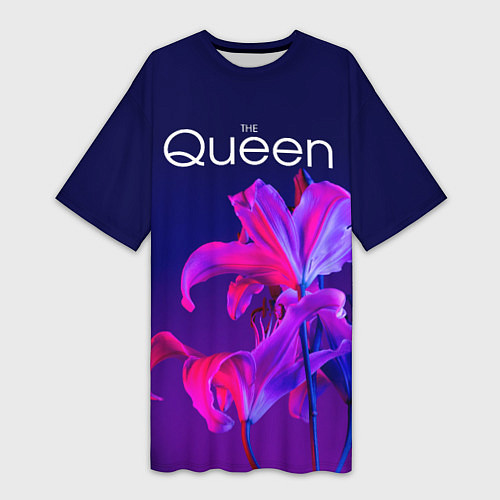 Женская длинная футболка The Queen Королева и цветы / 3D-принт – фото 1