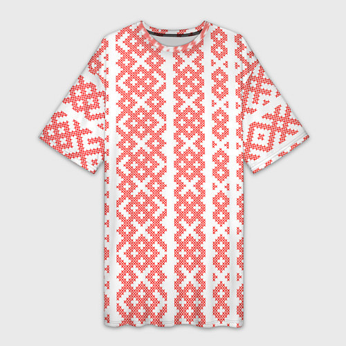 Женская длинная футболка Абстрактный красный ребристый паттерн / 3D-принт – фото 1