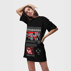 Футболка женская длинная Магическая битва персонажи аниме, цвет: 3D-принт — фото 2